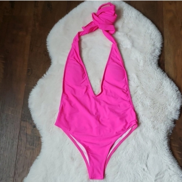 New Sexy Pink Multi Wrap One piece Swimsuit Size S - Picture 5 of 6